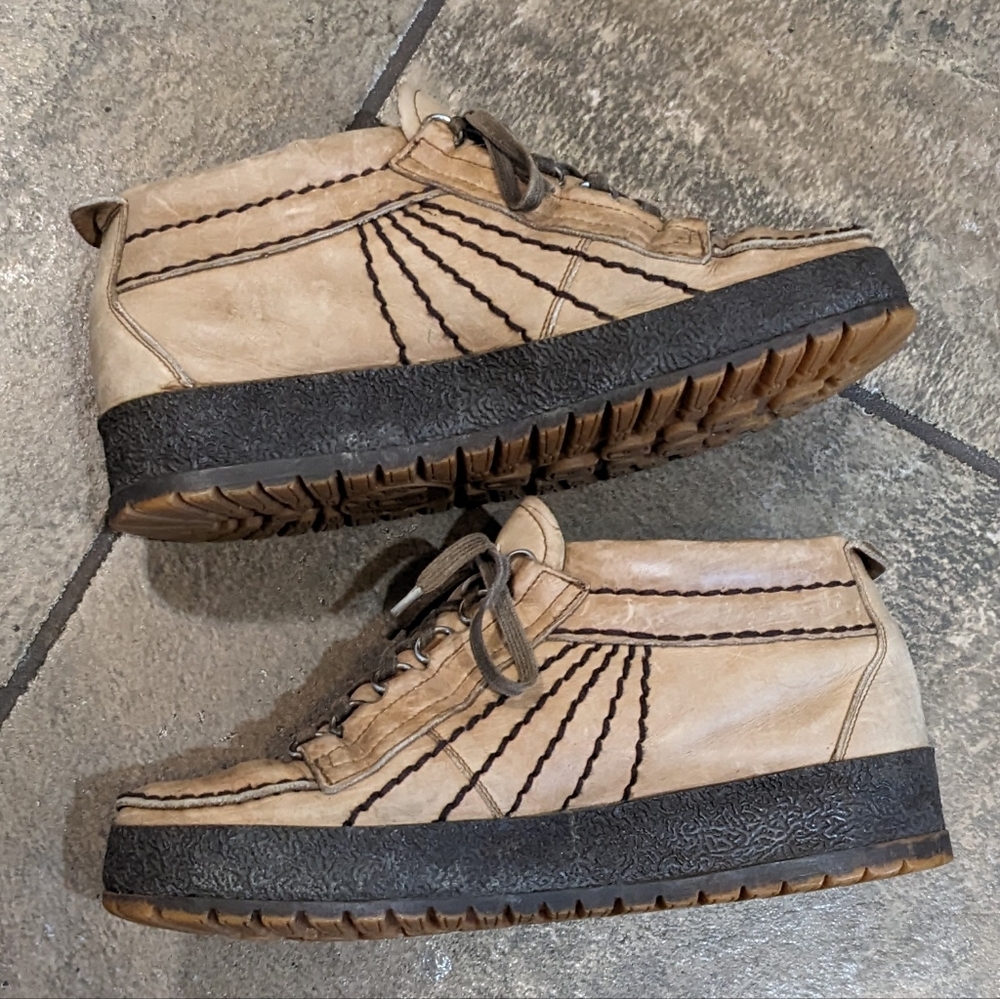Mephisto Leather Rainbow Lace up Chunky Sole Shoes Size 11 Tan